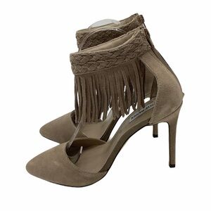 Steve Madden Melia Taupe Suede Fringe Heels